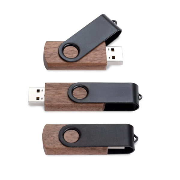 Wood & Metal USB Memory Sticks 5 Pack - 360° Swivel Design - Image 3