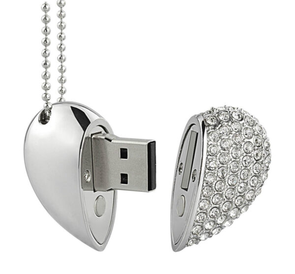 Crystal Heart USB Flash Drives Necklace USB Sticks Pack of 10 - Image 2