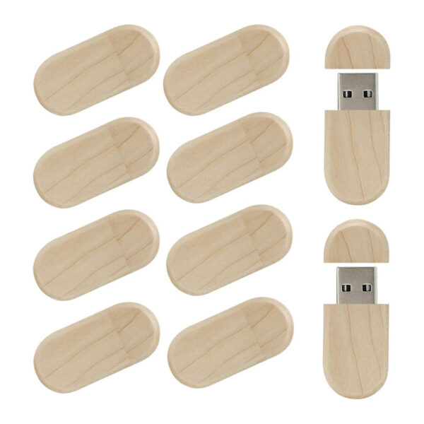 Wooden Oval USB Memory Sticks 16-128GB USB Pendrive (Maple)